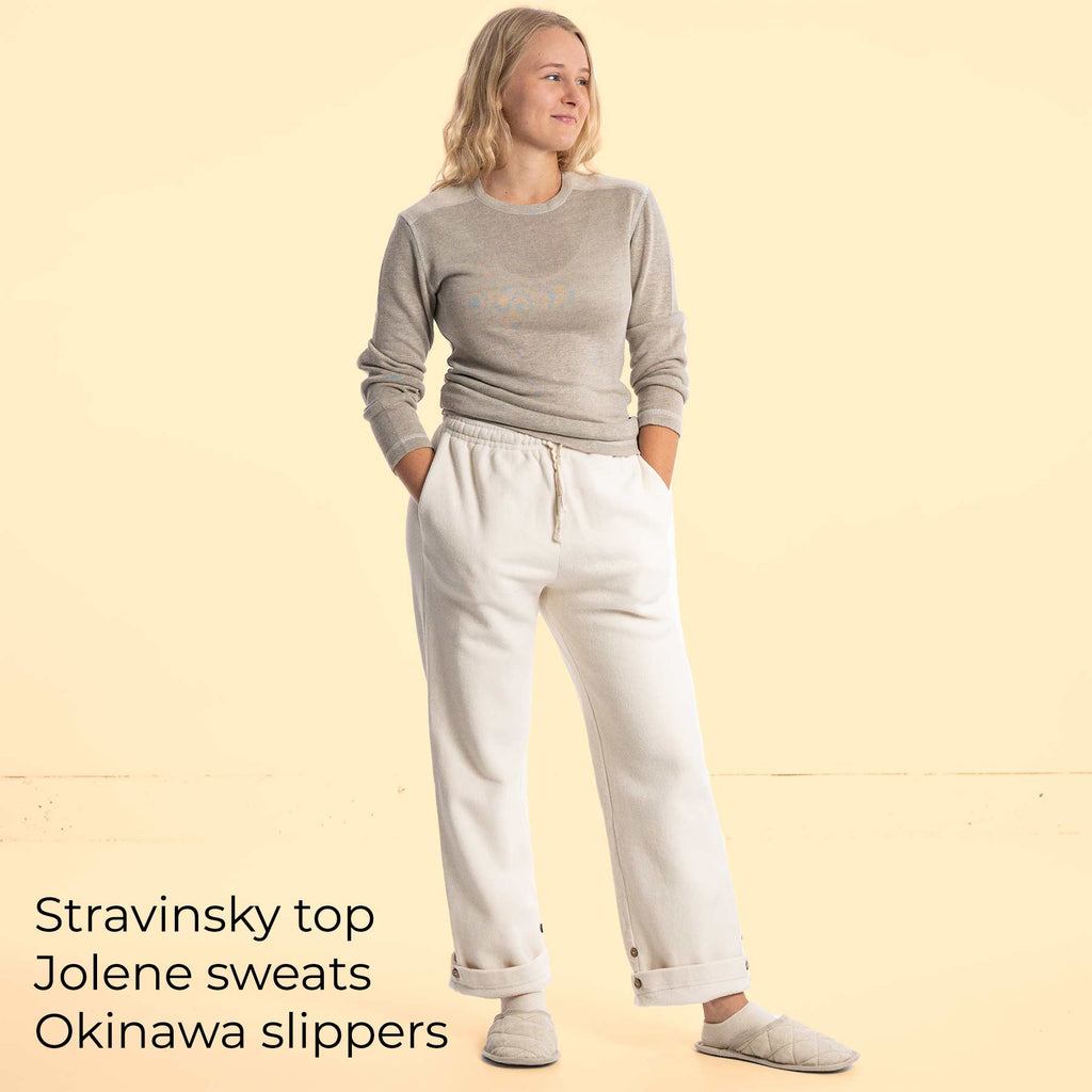 ladies organic cotton fleece sweat pants