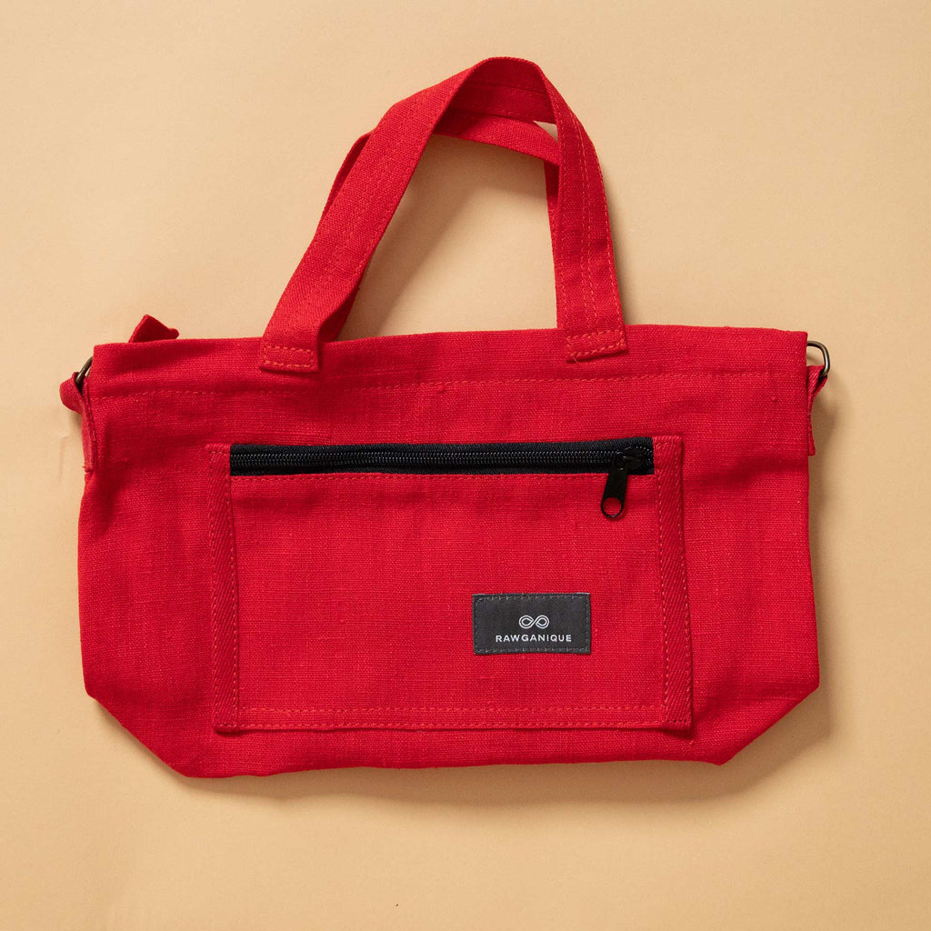 red hemp purse