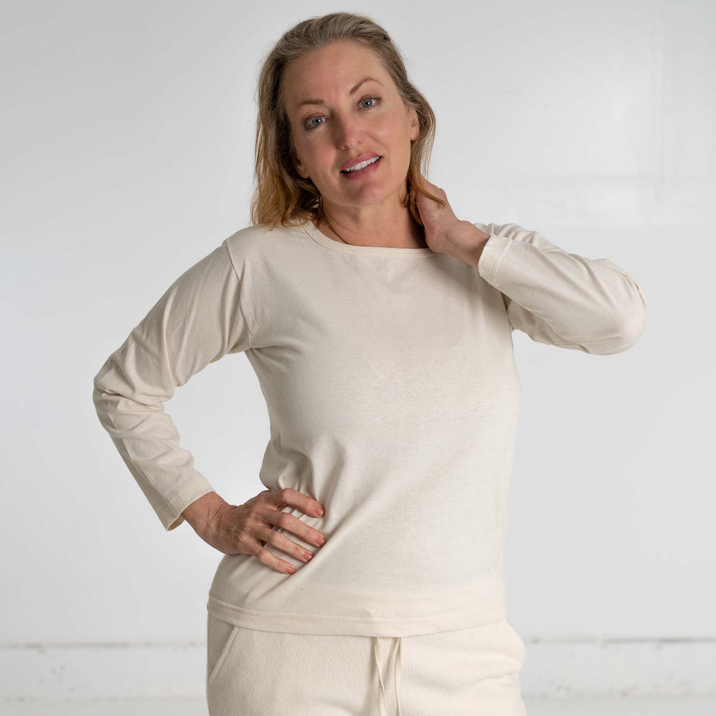 made in usa women's 100% organic cotton long sleeve t shirt